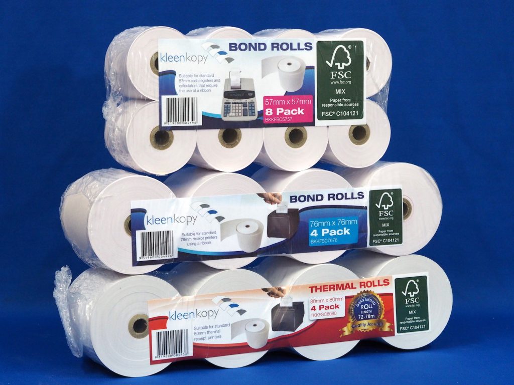 Bond rolls and thermal paper rolls